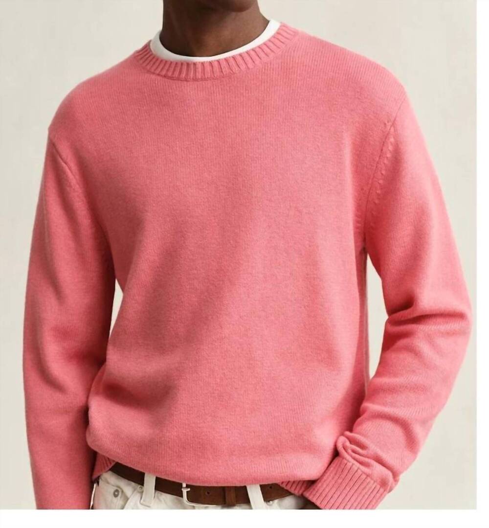 NEW GANT men's crewneck cotton sweater in rose